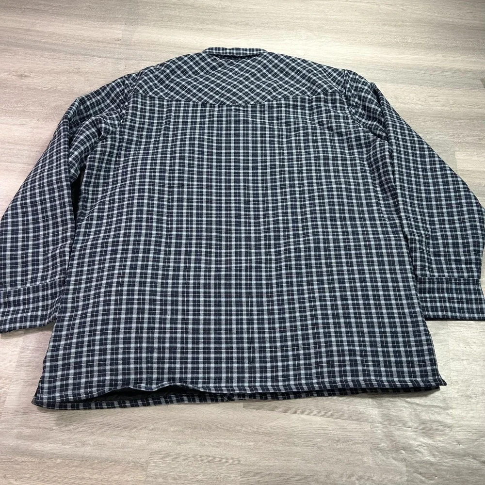 NEW Wrangler Jacket Mens 2XL Blue Plaid Quilted Flannel‎ Western Snap Shacket